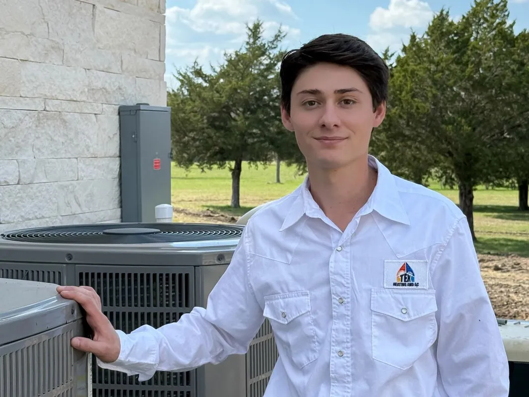 Newly installed outdoor unit at a Houston-area home